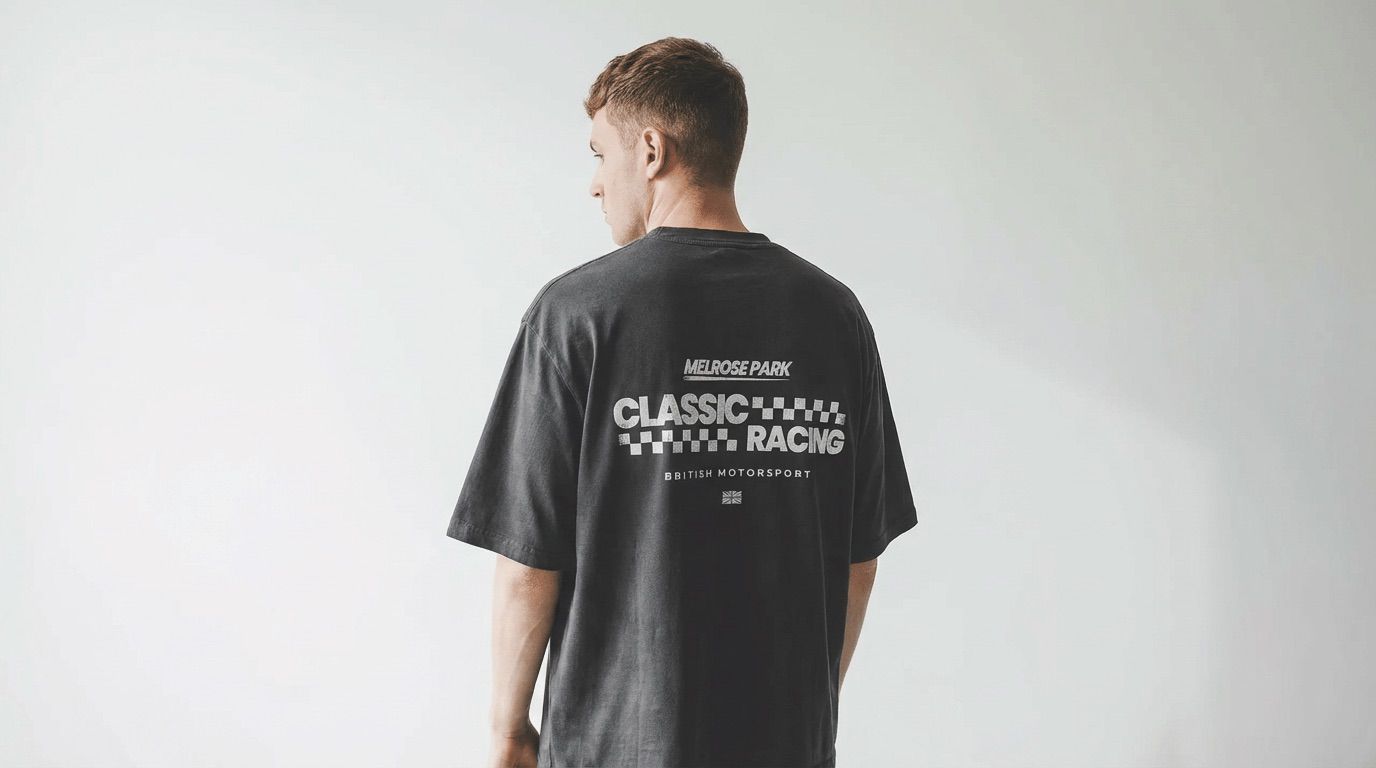 Melrose Classic Racing Graphic Tee Black Model Image