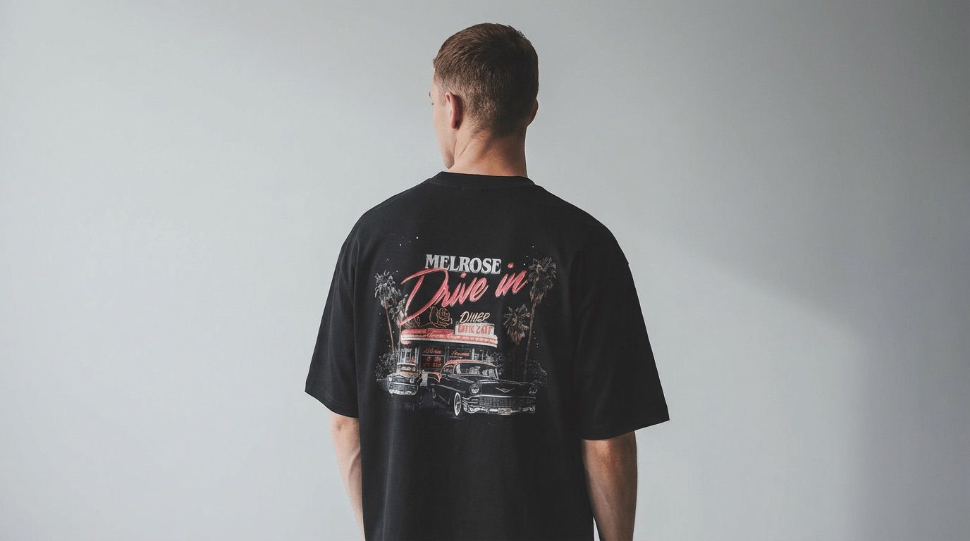 Melrose Drive In Graphic Tee Black Model Image