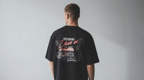 Melrose Drive In Graphic Tee Black Model Image