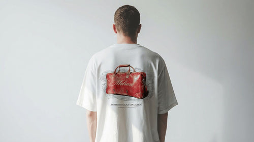 Melrose Luggage Graphic Tee White Model Image