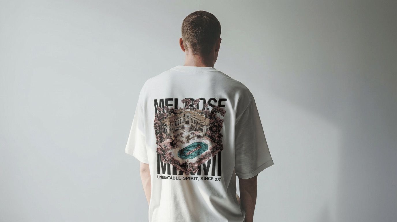 Melrose Miami Mansion Graphic Tee White Model Image
