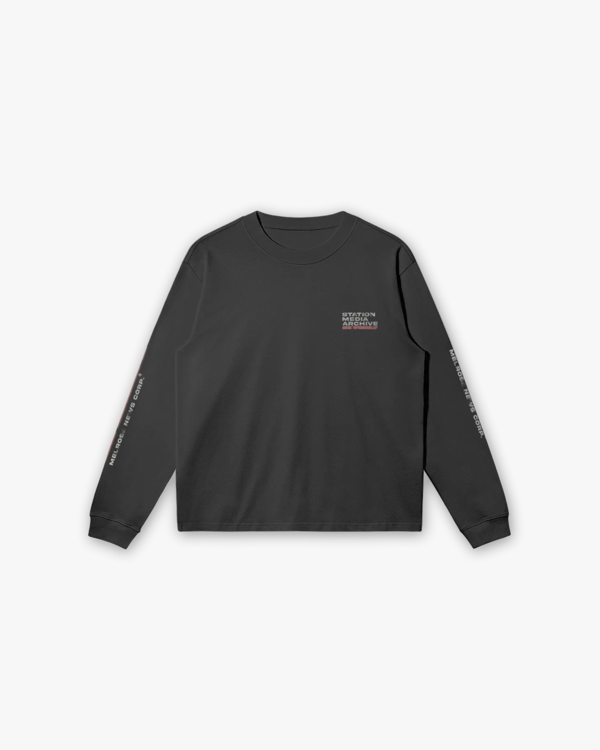 Melrose Station Media Archive Graphic Tee Long Sleeve Black Front
