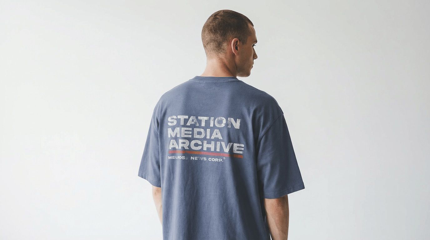 Melrose Station Media Archive Graphic Tee Slate Model Image